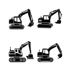 Black silhouette of an excavator, featuring 1
