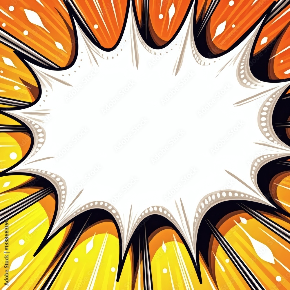 Poster a colorful comic book style explosion with a blank space for text, suitable for various design purpo