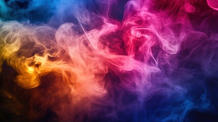 Fototapeta premium Colorful dreamlike smoke swirling in a surreal fantasy landscape at twilight