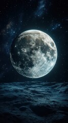 Majestic moonscape with craters and stars in a dark sky evoking lunar exploration and celestial wonder an astronomical view from space surface