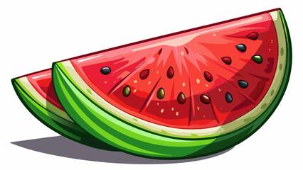 Freshly sliced watermelon piece laid on white background, showcasing vibrant colors and natural texture, Slice watermelon on