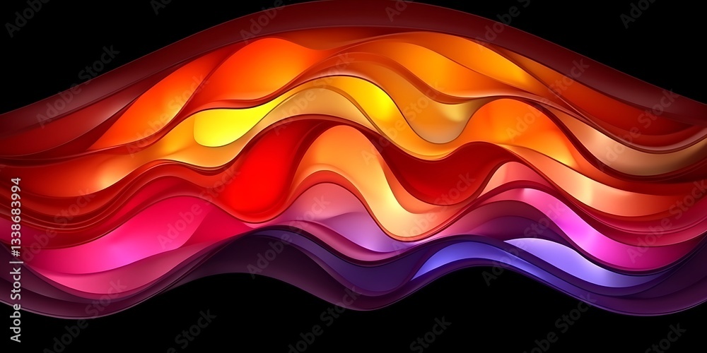 Poster abstract background with dynamic waves of warm colors, creating a flowing effect