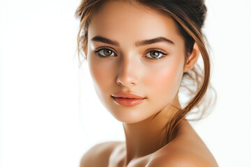 Fototapeta premium Woman perfect face, isolated.