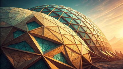 Futuristic Geometric Pattern with Metallic Glow
Abstract 3D Polygonal Design with Illuminated Accents