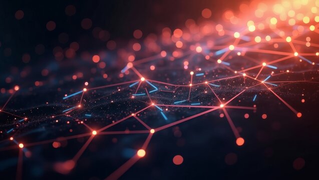 a dynamic network of interconnected lights, symbolizing the digital age, the image conveys connectivity and technological advancement
