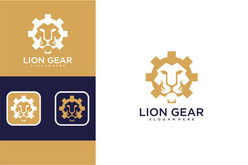 Abstract Lion Gear Logo Design