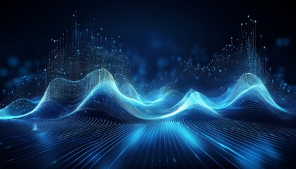 abstract sound waves interacting with digital particles