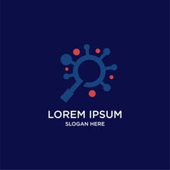 Abstract Logo Design With Magnifying Glass And Dot Connections