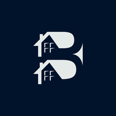 Fototapeta premium Abstract Minimalist House Logo Design with Letter B