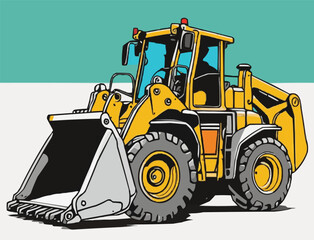 Powerful Loader in Action - Construction Equipment Illustration