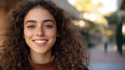 A young woman smiling at the camera.