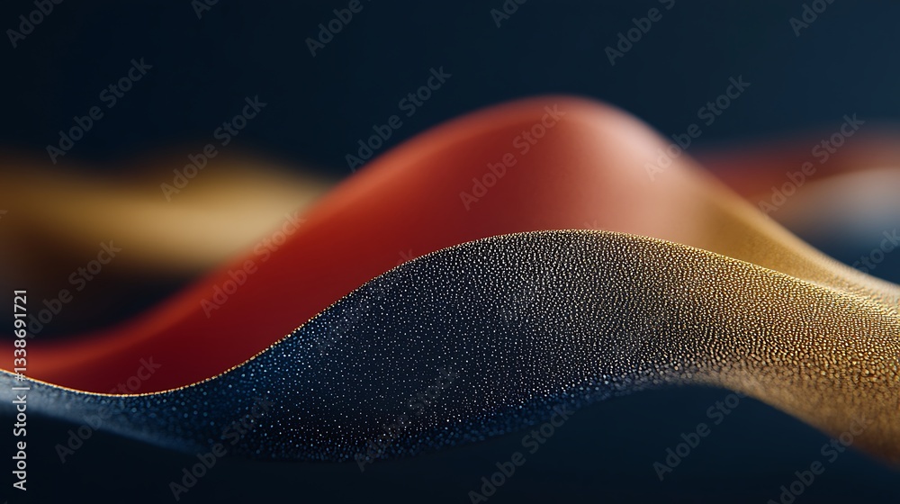 Poster fluid gradient waves forming an abstract landscape with textured surfaces and smooth color transitio