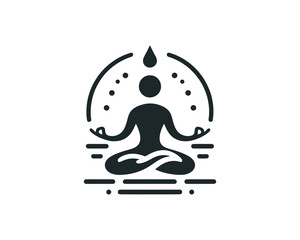 Yoga logo design icon symbol vector illustration. a person in a Lotus Pose. International Yoga Day, meditation, relaxation, and healthy lifestyle.