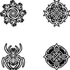 Set of Glyph Style Demonic Art Icons 

