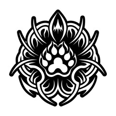 A solid style icon of animal paw tattoo