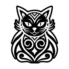 A filled style icon of black cat tattoo