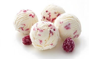 Fruit ice cream with raspberries. 
