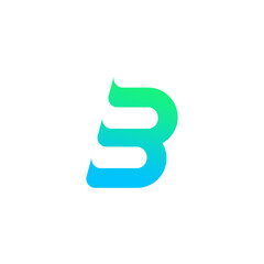 Abstract Number Three Logo Design with Gradient Blue and Green Colors