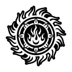 A glyph style icon of fire circle tattoo
