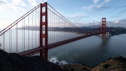 Fototapeta premium Golden gate bridge viewpoint san francisco landscape photography urban environment scenic perspective