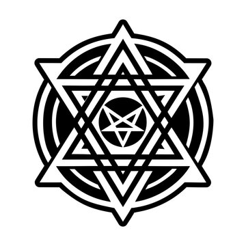 A glyph style icon of hexagram symbol