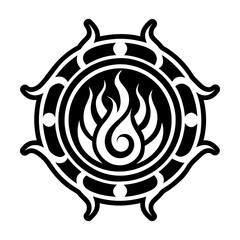 A glyph style icon of mystic fire symbol