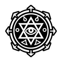 A glyph style icon of occult pentagram symbol