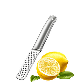 A vector of a stainless steel lemon zester