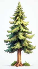 Cartoon Style Spruce Tree Illustration Isolated on White Background