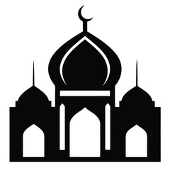 a black and white silhouette of a mosque