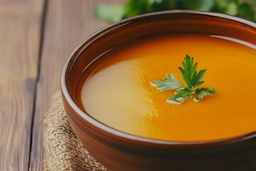 Delicious Homemade Carrot Soup in Bowl, Autumnal Food Photography