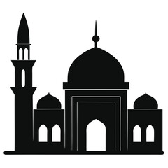 a black and white silhouette of a mosque