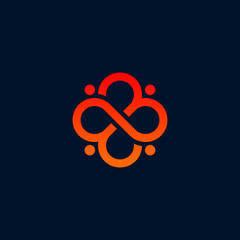 Abstract Orange and Red Intertwined Infinity Logo Design