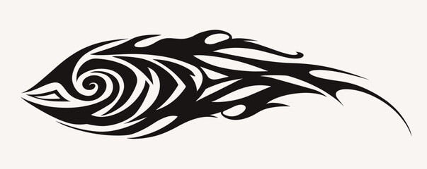 Obraz premium Tribal flame tattoo design with abstract swirling patterns and spiky elements.