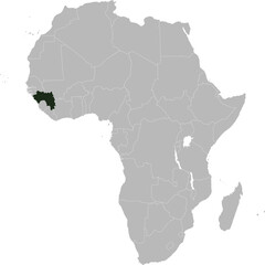 Fototapeta premium Detailed national location map of GUINEA within the great continent of Africa