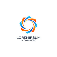 Abstract Orange Blue Swirl Logo Design