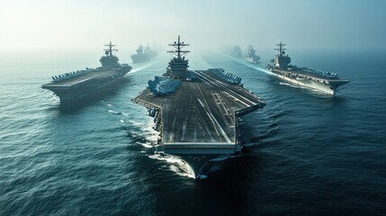 Military aircraft carriers in formation