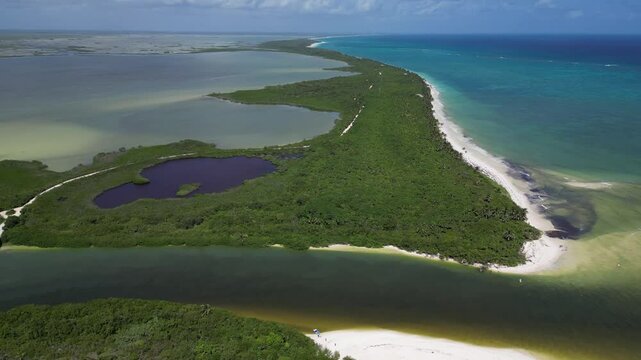 Sian Ka'an lagoon quintana roo mexico aerial drone footage