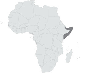 Detailed national location map of SOMALIA within the great continent of Africa