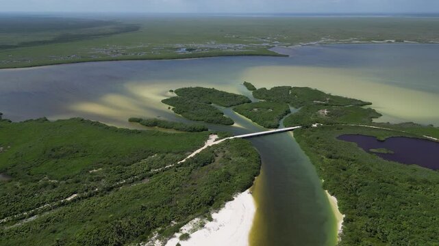Sian Ka'an lagoon quintana roo mexico aerial drone footage