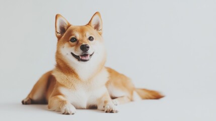 Shiba Inu Dog, Studio Portrait,  Happy Expression,  Use Stock Photo