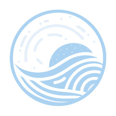 Minimalist Ocean Wave and Sun Icon Design