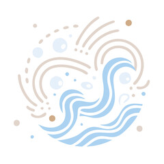 Abstract Ocean Waves and Bubbles Illustration