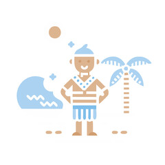 Tropical Beach Vacation Icon with Palm Tree