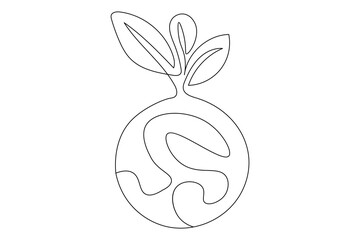 Ecology Sustainable Continuous one line art and out line vector icon