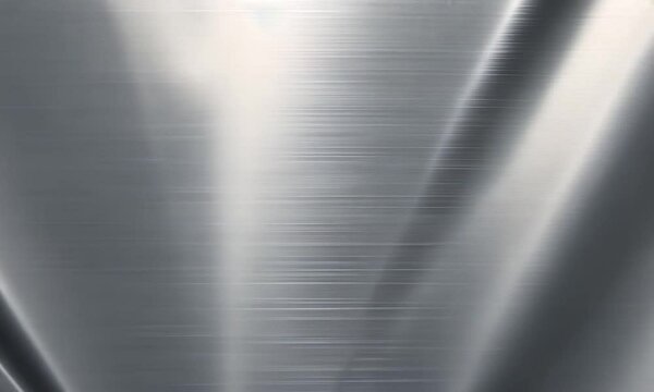 Brushed metal texture with smooth polished reflections, creating an industrial and modern look. Concept of material and technology