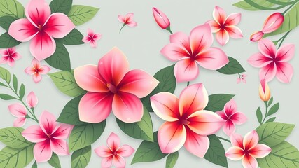 Fototapeta premium Hawaiian Floral Clip Art Footer Design for Website Background