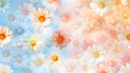 Delicate watercolor daisy floral pattern with soft pastel brushstrokes creating a fresh and airy botanical design perfect for springtime or summer themed backgrounds wallpapers and more