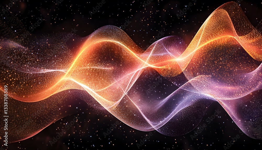 Aufkleber abstract colorful waves with light effects on dark background