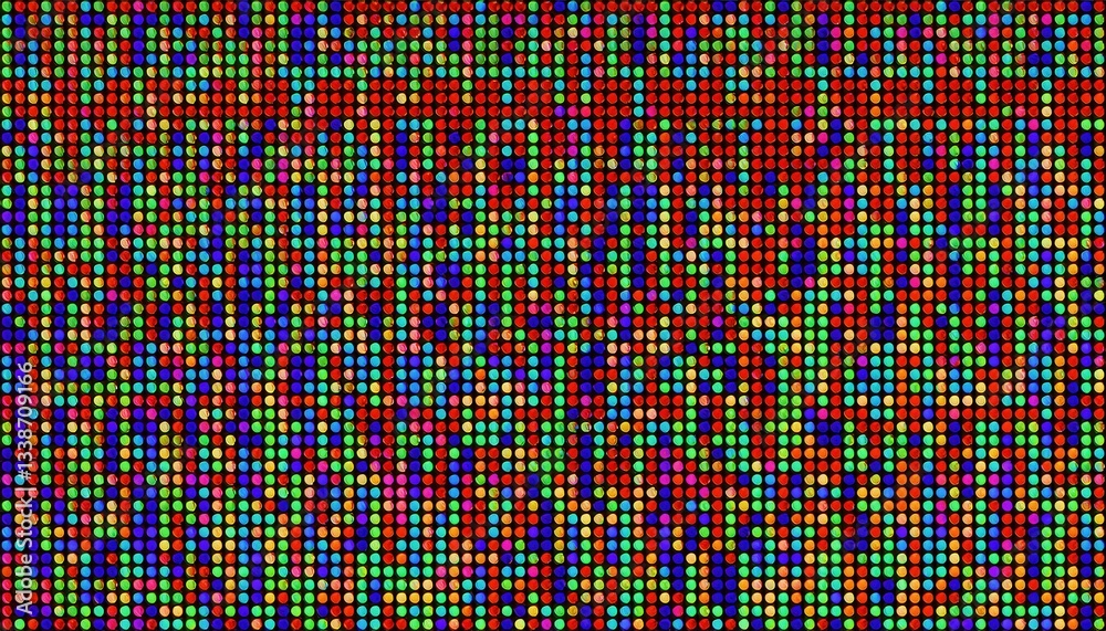 Poster vibrant pixel art pattern with multicolored spheres creating a digital mosaic texture for abstract background and design

